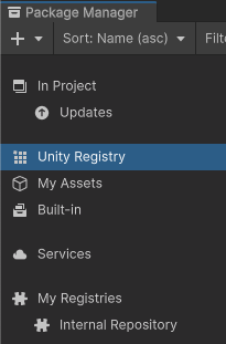 Выберите контекст реестра Unity